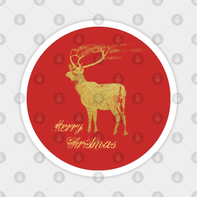 MERRY CHRISTMAS & REINDEER Magnet by Biophilia